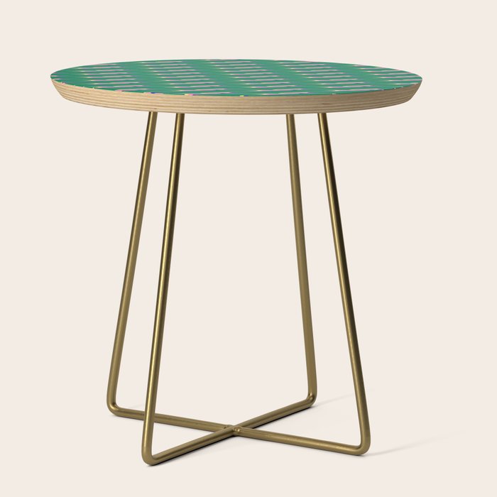 Retro Wavy Geometric Pink Green Zigzag Abstract Pattern Side Table Gallery Image 1