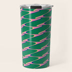 Retro Wavy Geometric Pink Green Zigzag Abstract Pattern Travel Mug Gallery Image 1