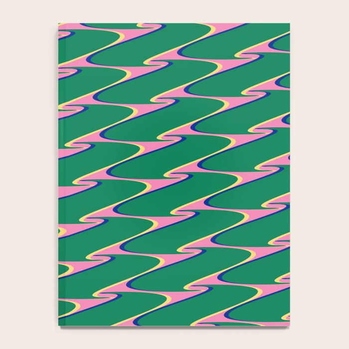 Retro Wavy Geometric Pink Green Zigzag Abstract Pattern Notebook Gallery Image 4