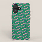 Retro Wavy Geometric Pink Green Zigzag Abstract Pattern iPhone Case Gallery Image 1