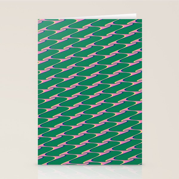 Retro Wavy Geometric Pink Green Zigzag Abstract Pattern Stationery Card Gallery Image 2