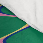 Retro Wavy Geometric Pink Green Zigzag Abstract Pattern Comforter Gallery Image 4