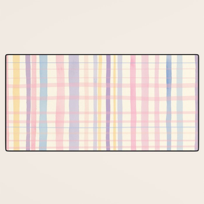 Pastel Watercolor Plaid Soft Gingham Check Pattern Desk Mat Gallery Image 3