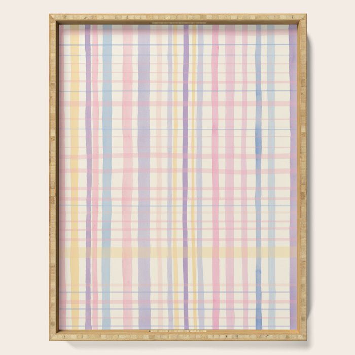 Pastel Watercolor Plaid Soft Gingham Check Pattern Serving Tray Gallery Image 1
