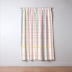 Pastel Watercolor Plaid Soft Gingham Check Pattern Window Curtain Gallery Image 3