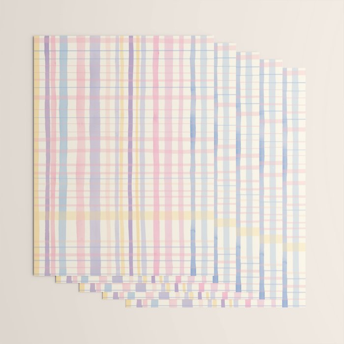 Pastel Watercolor Plaid Soft Gingham Check Pattern Wrapping Paper Gallery Image 3