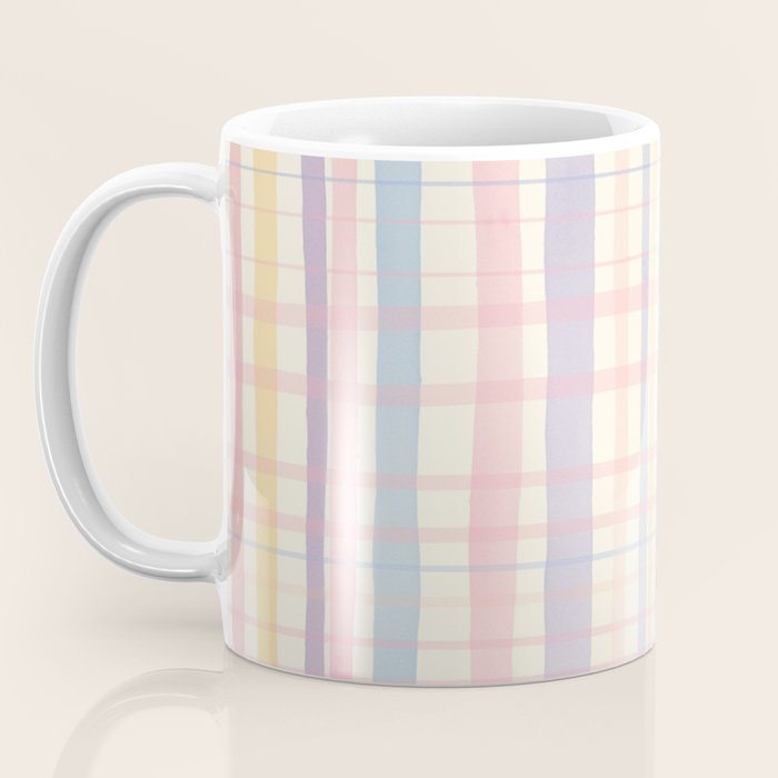 Pastel Watercolor Plaid Soft Gingham Check Pattern Coffee Mug Gallery Image 3