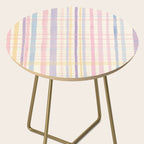 Pastel Watercolor Plaid Soft Gingham Check Pattern Side Table Gallery Image 2