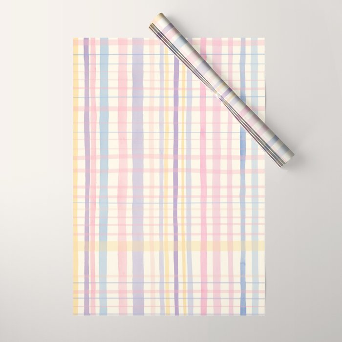 Pastel Watercolor Plaid Soft Gingham Check Pattern Wrapping Paper Gallery Image 1