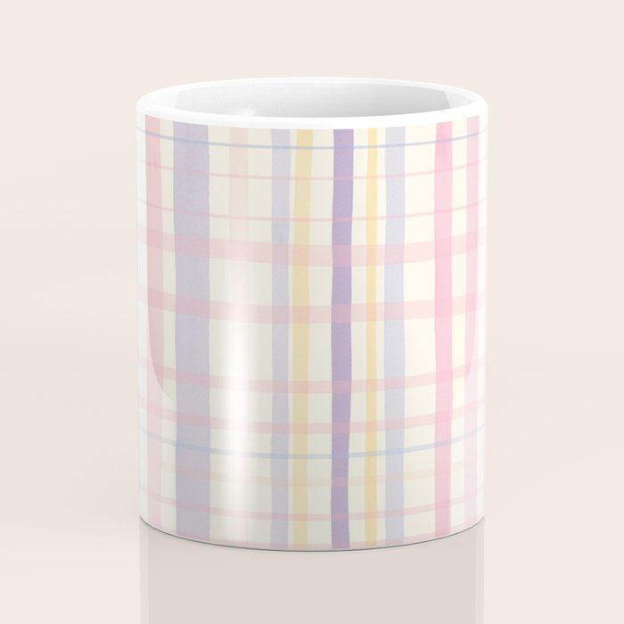 Pastel Watercolor Plaid Soft Gingham Check Pattern Coffee Mug Gallery Image 4