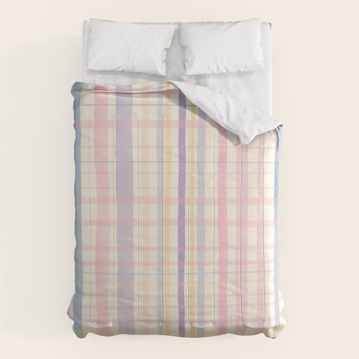 Pastel Watercolor Plaid Soft Gingham Check Pattern Comforter Gallery Image 1