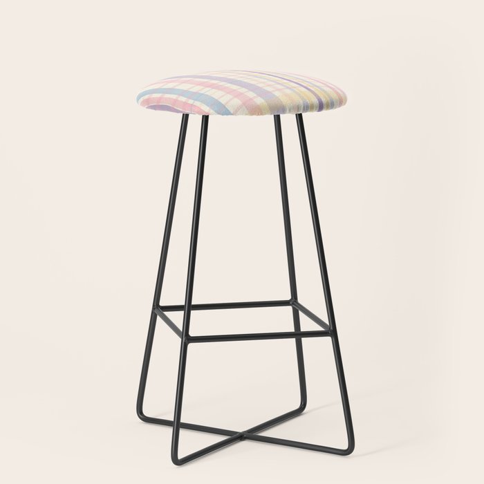 Pastel Watercolor Plaid Soft Gingham Check Pattern Stool Gallery Image 1