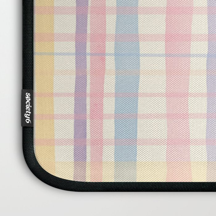Pastel Watercolor Plaid Soft Gingham Check Pattern Laptop Sleeve Gallery Image 3