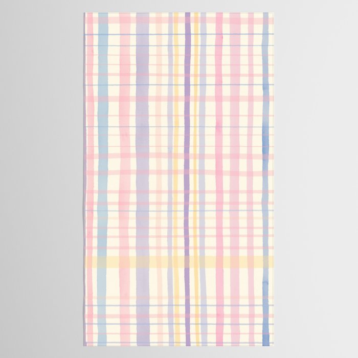 Pastel Watercolor Plaid Soft Gingham Check Pattern Tablecloth Gallery Image 2