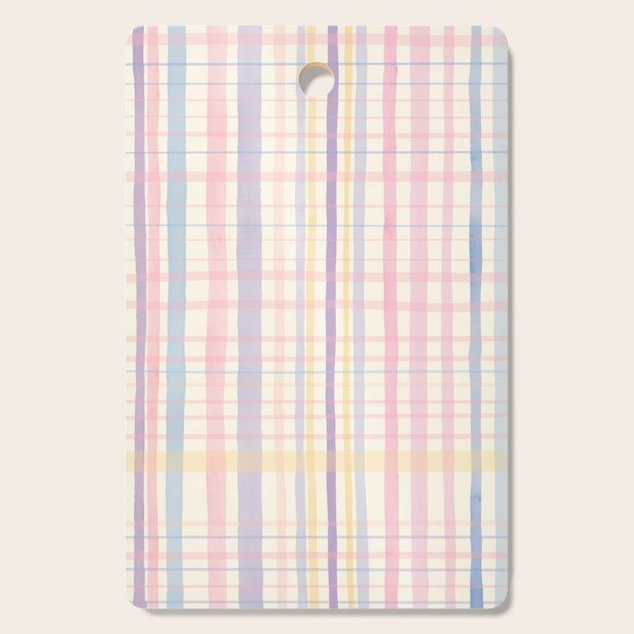 Pastel Watercolor Plaid Soft Gingham Check Pattern Cutting Board Gallery Image 1