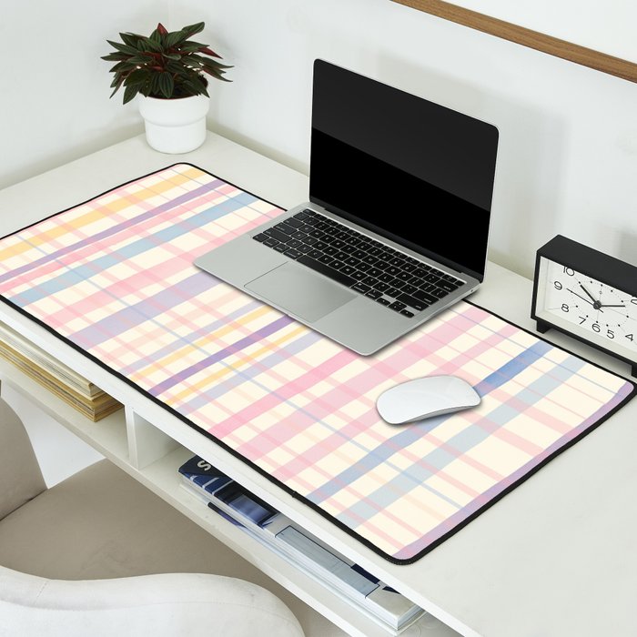 Pastel Watercolor Plaid Soft Gingham Check Pattern Desk Mat Gallery Image 2