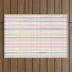 Pastel Watercolor Plaid Soft Gingham Check Pattern Outdoor Rug Gallery Image 1