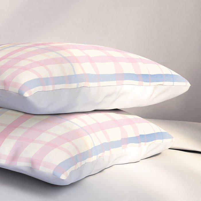 Pastel Watercolor Plaid Soft Gingham Check Pattern Pillow Sham Gallery Image 3