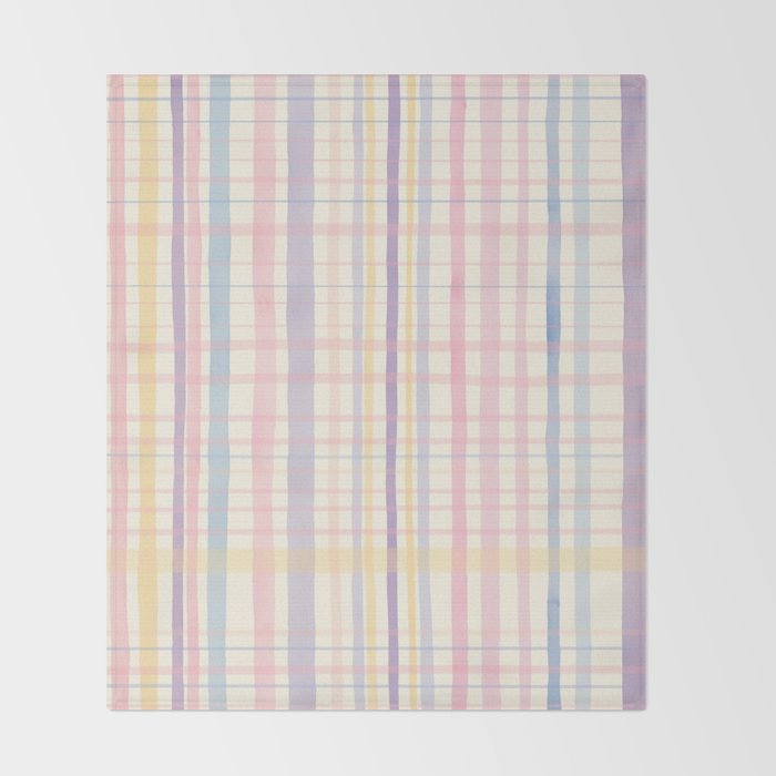 Pastel Watercolor Plaid Soft Gingham Check Pattern Throw Blanket Gallery Image 2