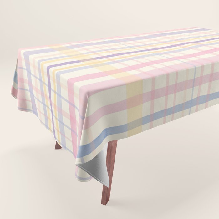 Pastel Watercolor Plaid Soft Gingham Check Pattern Tablecloth Gallery Image 1