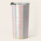Pastel Watercolor Plaid Soft Gingham Check Pattern Travel Mug Gallery Image 3