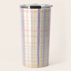 Pastel Watercolor Plaid Soft Gingham Check Pattern Travel Mug Gallery Image 1