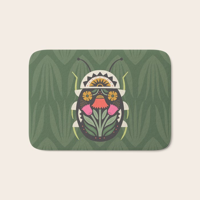 Folk Art Beetle Bath Mat Gallery Image 1