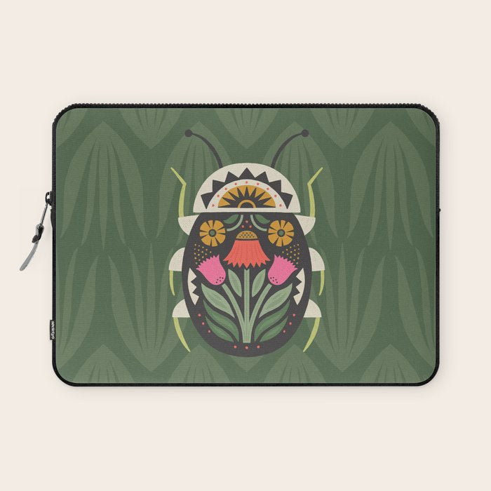Folk Art Beetle Laptop Sleeve Gallery Image 1