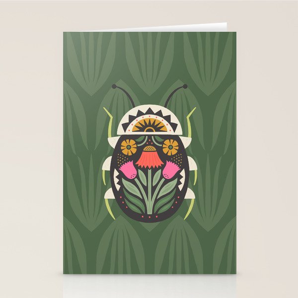 Folk Art Beetle Stationery Card Gallery Image 2