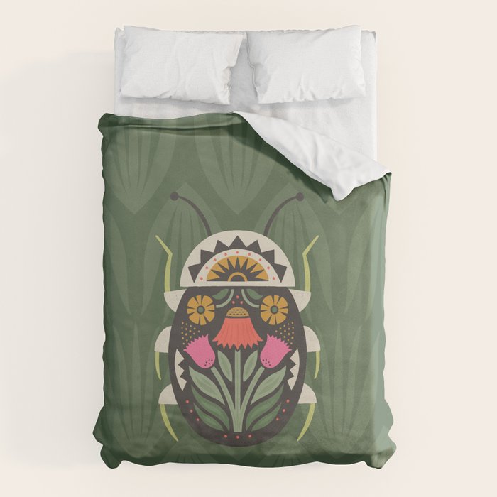 Folk Art Beetle Duvet Cover Gallery Image 1
