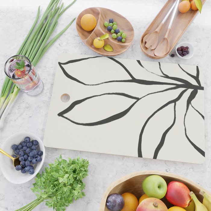 Minimal Line Leaves #2 Cutting Board Gallery Image 2