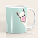 Bubblegum Sneaky Llama in Green Coffee Mug Gallery Image 1