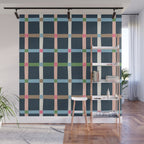 Windowpane Plaid Multicolor on Dark Blue Wall Mural Gallery Image 1