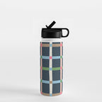 Windowpane Plaid Multicolor on Dark Blue Water Bottle Gallery Image 1