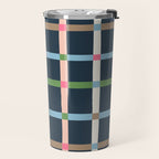 Windowpane Plaid Multicolor on Dark Blue Travel Mug Gallery Image 2