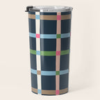 Windowpane Plaid Multicolor on Dark Blue Travel Mug Gallery Image 3