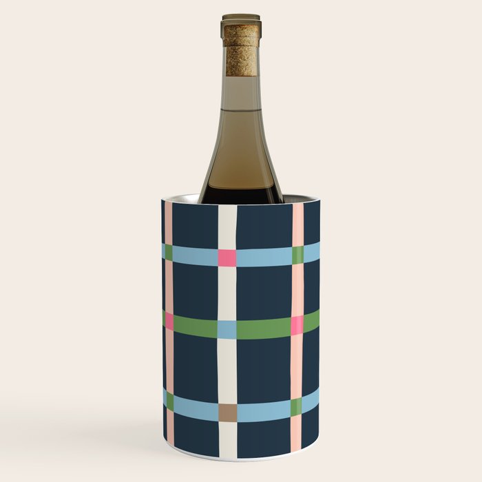Windowpane Plaid Multicolor on Dark Blue Wine Chiller Gallery Image 2