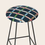 Windowpane Plaid Multicolor on Dark Blue Stool Gallery Image 2