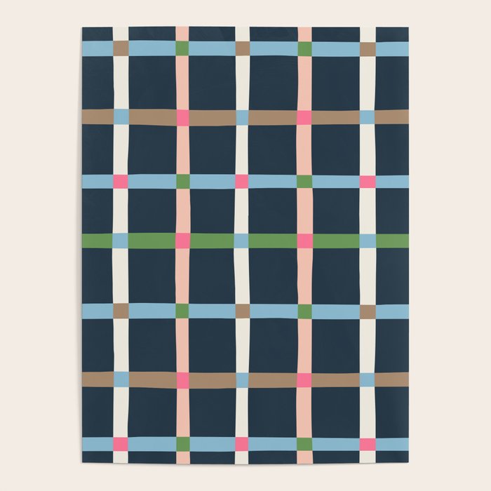 Windowpane Plaid Multicolor on Dark Blue Poster Gallery Image 4