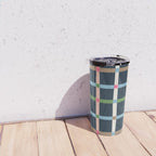 Windowpane Plaid Multicolor on Dark Blue Travel Mug Gallery Image 4