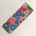 Groovy Retro Garden Colorful 60s 70s Pink Floral Pattern Yoga Mat Gallery Image 1