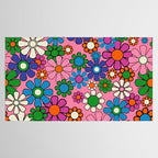 Groovy Retro Garden Colorful 60s 70s Pink Floral Pattern Tablecloth Gallery Image 2