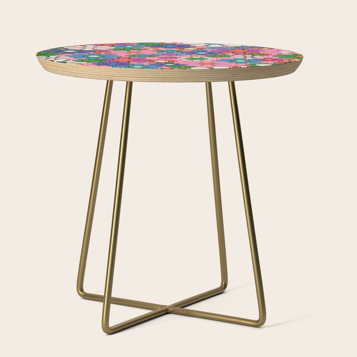 Groovy Retro Garden Colorful 60s 70s Pink Floral Pattern Side Table Gallery Image 1