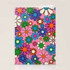 Groovy Retro Garden Colorful 60s 70s Pink Floral Pattern Stationery Card Gallery Image 2