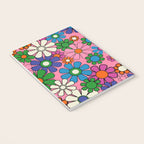 Groovy Retro Garden Colorful 60s 70s Pink Floral Pattern Notebook Gallery Image 3