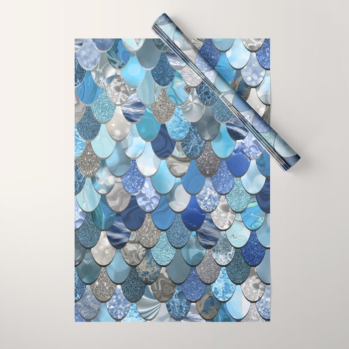 Mermaid Ocean Blue Pattern Wrapping Paper Gallery Image 1