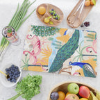 Utopia, Tropical Wildlife Animals, Flamingo Peacock Seagull Vintage Botanical Palm Cutting Board Gallery Image 2