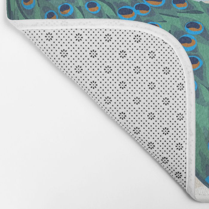 Utopia, Tropical Wildlife Animals, Flamingo Peacock Seagull Vintage Botanical Palm Bath Mat Gallery Image 2
