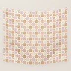 Checkered Floral - Pink Brown Beige Wall Tapestry Gallery Image 4