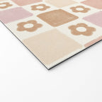 Checkered Floral - Pink Brown Beige Welcome Mat Gallery Image 2